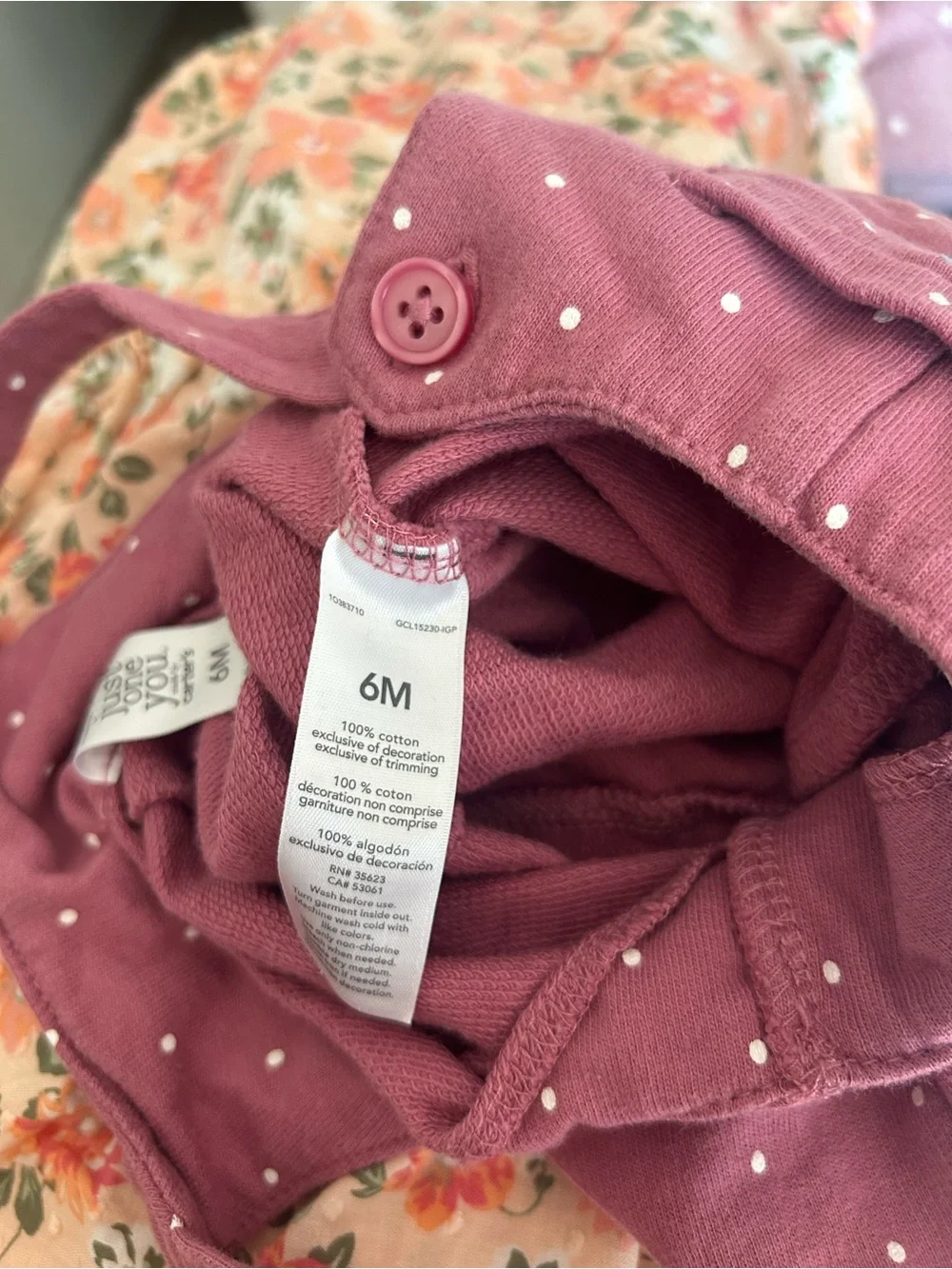 Carter's 6 Months Dusty Rose Polka Dot Girls' Cotton Overalls